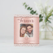 Rose Gold Verlobung Foto Ankündigung (Stehend Vorderseite)