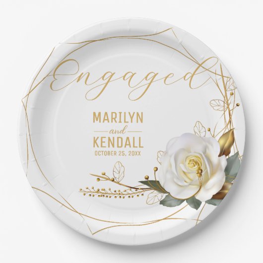 Rose Gold Verlobung Pappteller (Vorderseite)