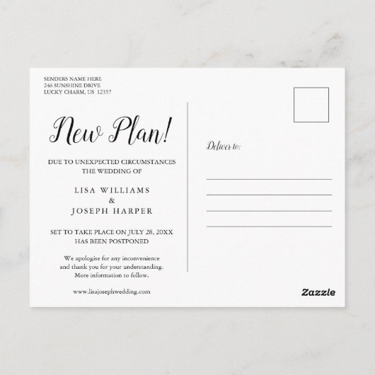 Rose Gold verschoben Save the Date Wir machen Redo Postkarte (Rückseite)