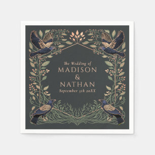 Rose Gold verzaubert Gothic Raven Floral Wedding Serviette