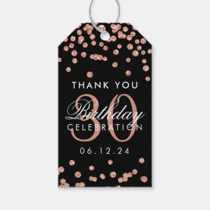 Rose Gold Vielen Dank 30. Geburtstag Confetti Blac Geschenkanhänger
