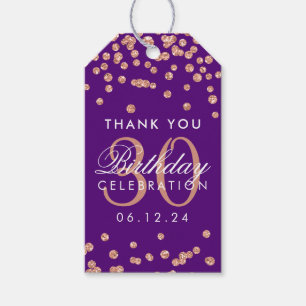 Rose Gold Vielen Dank 30. Geburtstag Confetti Lila Geschenkanhänger