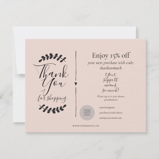 Rose Gold Vielen Dank für die Rabattkarte (Vorderseite)
