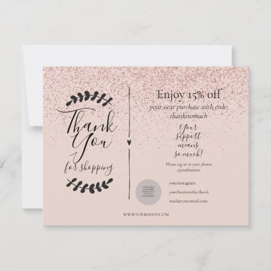 Rose Gold Vielen Dank für die Rabattkarte (Vorderseite)