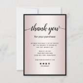 Rose Gold Vielen Dank für Ihren Kauf Note Card Mitteilungskarte (Vorderseite)