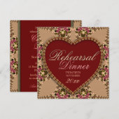 Rose Gold Vintag Lace Probe Dinner Einladung (Vorne/Hinten)