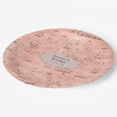 Rose Gold Vintag Music Wedding Pappteller (Schrägansicht)
