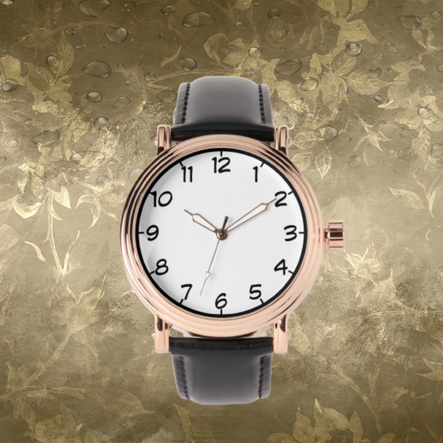 Rose Gold Vintag, schwarzes Lederband Armbanduhr (Von Creator hochgeladen)