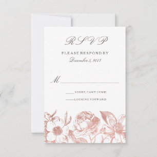 Rose Gold Vintage BlütenSVP-Karte RSVP Karte