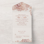 Rose Gold Vintage Hochzeit All In One Einladung (Innen Boden)