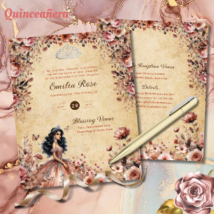 Rose Gold Vintage Quinceanera Kleidung Blumenstrau
