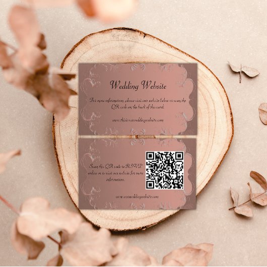 Rose Gold Vintage Wedding Website Begleitkarte