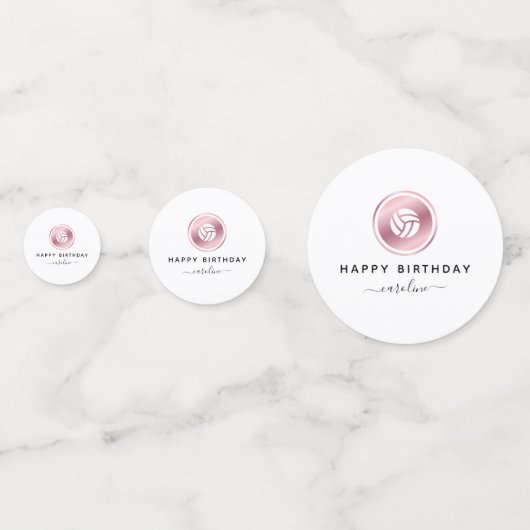 Rose Gold Volleyball Niedlich Girly Name Sport The Konfetti (Vorderseiten)