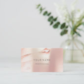 Rose Gold Vorspurige Abstrakte Minimale Seidenmarm Visitenkarte (Stehend Vorderseite)