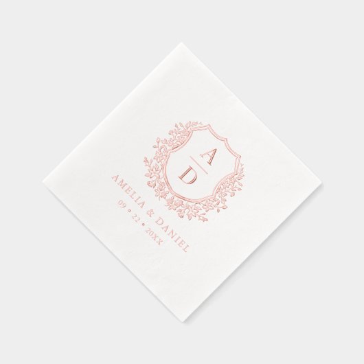 Rose Gold Wappen Hochzeitsmonographie Servietten Mit Folie (Rechts)