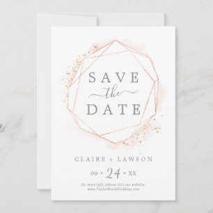 Rose Gold Wasserfarbe Geometrisch Save The Date