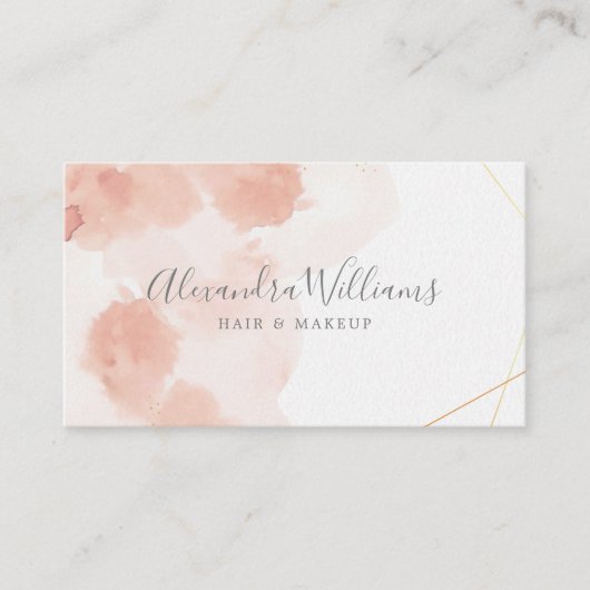 Rose Gold Wasserfarbe Geometrisch Visitenkarte (Vorderseite)