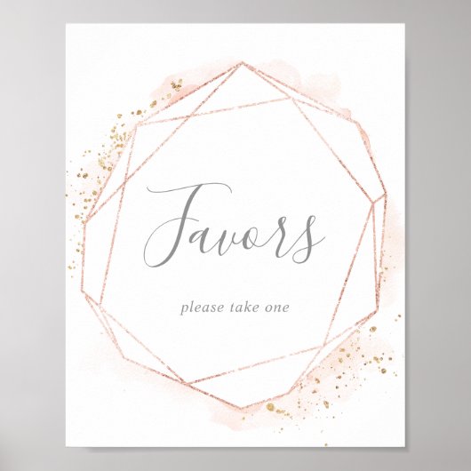 Rose Gold Wasserfarbe Geometrische Gastgeschenke H Poster (Vorne)