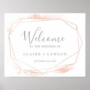 Rose Gold Wasserfarbe Geometrische Hochzeit Willko Poster