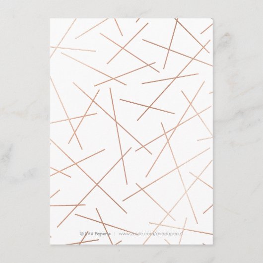Rose Gold Wasserfarbe Geometrische Hochzeitsdetail Begleitkarte (Rückseite)