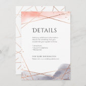 Rose Gold Wasserfarbe Geometrische Hochzeitsdetail Begleitkarte (Vorne/Hinten)
