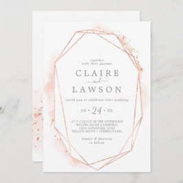 Rose Gold Wasserfarbe Geometrische Lässige Hochzei Einladung
