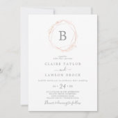 Rose Gold Wasserfarbe Geometrische Monogramm Hochz Einladung (Vorderseite)