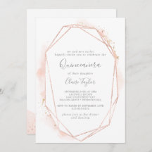 Rose Gold Wasserfarbe Geometrische Quinceñera
