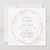 Rose Gold Wasserfarbe Geometrische Square Hochzeit Einladung (Vorderseite)