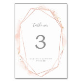 Rose Gold Wasserfarbe Geometrische Tischnummer (Vorderseite)