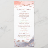 Rose Gold Wasserfarbe Geometrisches Hochzeitsprogr Menükarte (Rückseite)