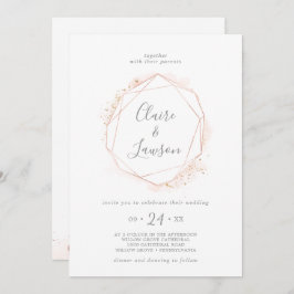 Rose Gold Wasserfarbe Geometrisches Trauerwerk Einladung