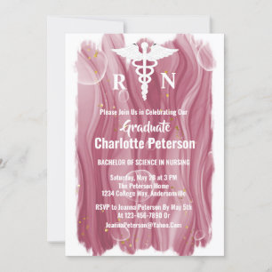 Rose Gold Wasserfarbe Krankenschwester Abschlussf Einladung