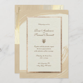 Rose Gold Wasserfarbe Pinselstriche Einladung Hoch