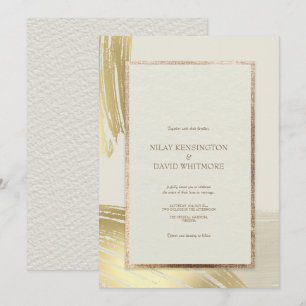 Rose Gold Wasserfarbe Pinselstriche Hochzeit Einladung