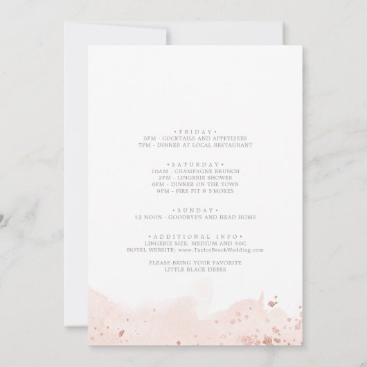 Rose Gold Wasserfarbene Bachelorette Einladung (Rückseite)