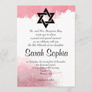 Rose Gold Wasserfarbener Glitzer Giro del Mali Einladung