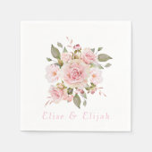 Rose Gold Watercolor Blume Hochzeit Serviette (Vorderseite)