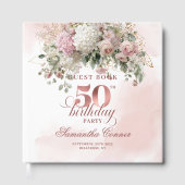 Rose Gold Watercolor Blush 50th Birthday Guest  Gästebuch (Vorderseite)