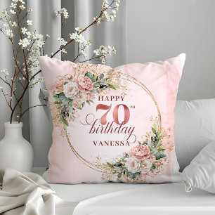 Rose Gold Watercolor Boho-Kissen 70. Geburtstag Kissen