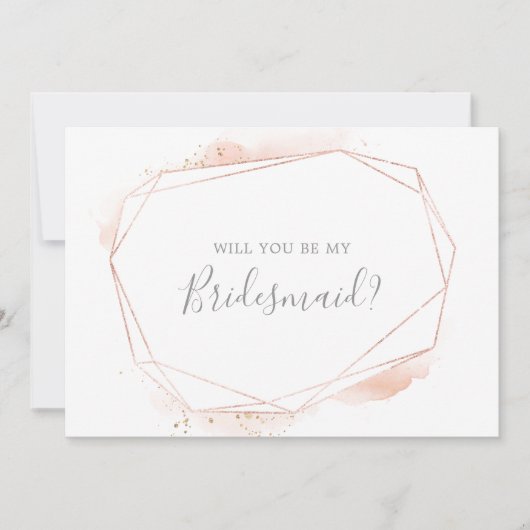 Rose Gold Watercolor Bridesmaid - Vorschlagskarte Einladung (Vorderseite)