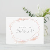 Rose Gold Watercolor Bridesmaid - Vorschlagskarte Einladung (Stehend Vorderseite)
