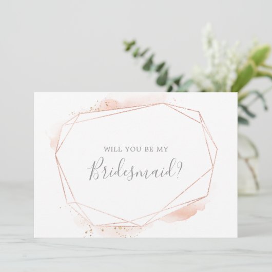 Rose Gold Watercolor Bridesmaid - Vorschlagskarte Einladung (Stehend Vorderseite)