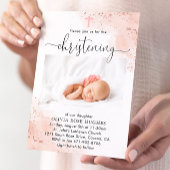 Rose Gold Watercolor Christening Taufe Einladung