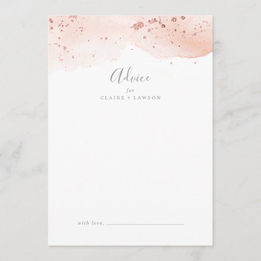 Rose Gold Watercolor Hochzeit Hinweiskarte (Vorderseite)