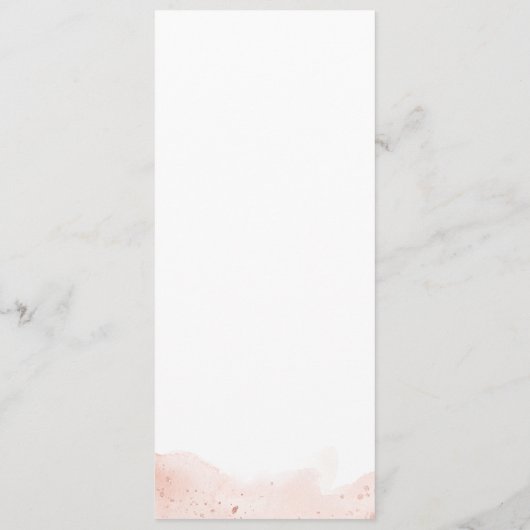 Rose Gold Watercolor Hochzeitmenü Menükarte (Rückseite)