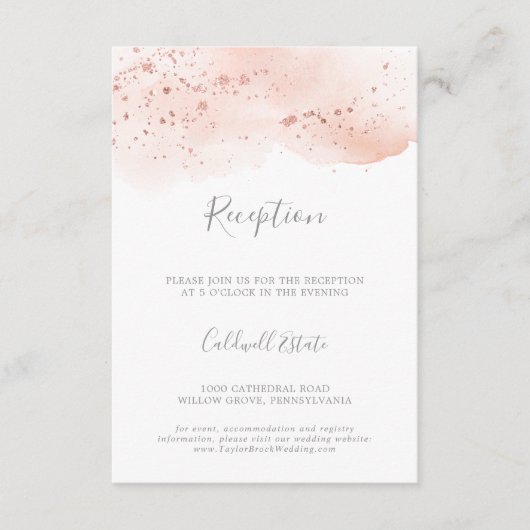 Rose Gold Watercolor Hochzeitsempfehlung Beipackka Begleitkarte (Vorderseite)