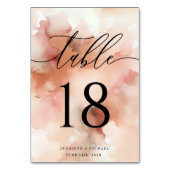 Rose Gold Watercolor Pink Hochzeitstisch Tischnummer (Rückseite)