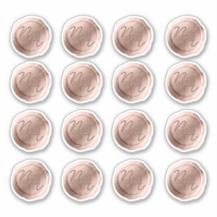 Rose Gold Wax Siegel Initials Wedding Monogram Aufkleber