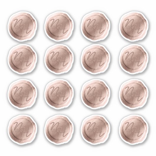 Rose Gold Wax Siegel Initials Wedding Monogram Aufkleber (Vorderseite)